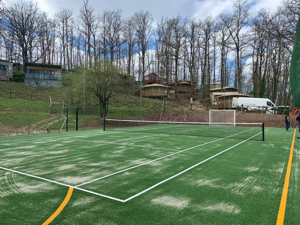 New tennis- and football field at Orlando Glamping Resort